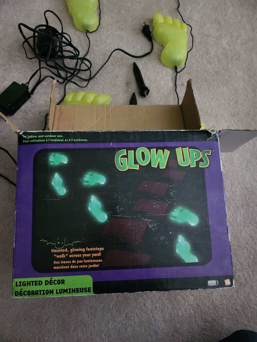 Vintage Blow Mold Halloween Glow Ups Haunted Footsteps Lighted Foot Prints Gemmy
